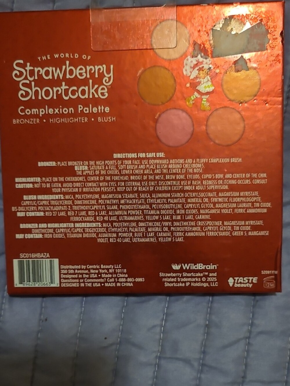 Strawberry Shortcake Complexion Palette And Set Of 10 Sponges In Cute Jar - Picture 6 of 6